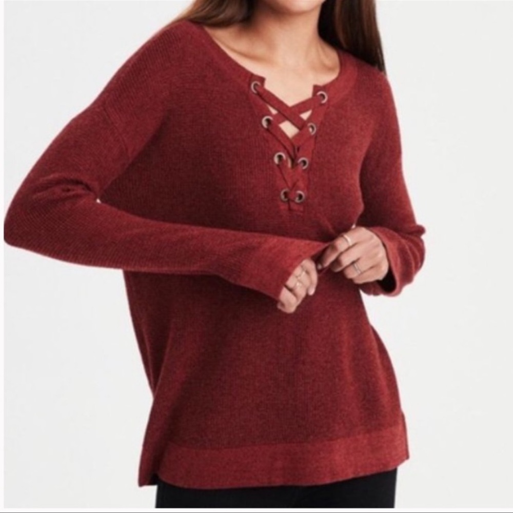 AE lace front sweater